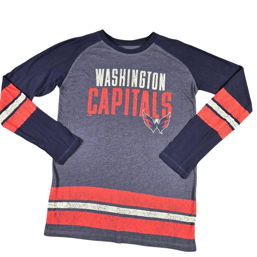 Champion Washington Capitals Shirt Mens Medium Raglan Long Sleeve NHL Hockey